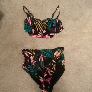 High-waisted tropical bikini